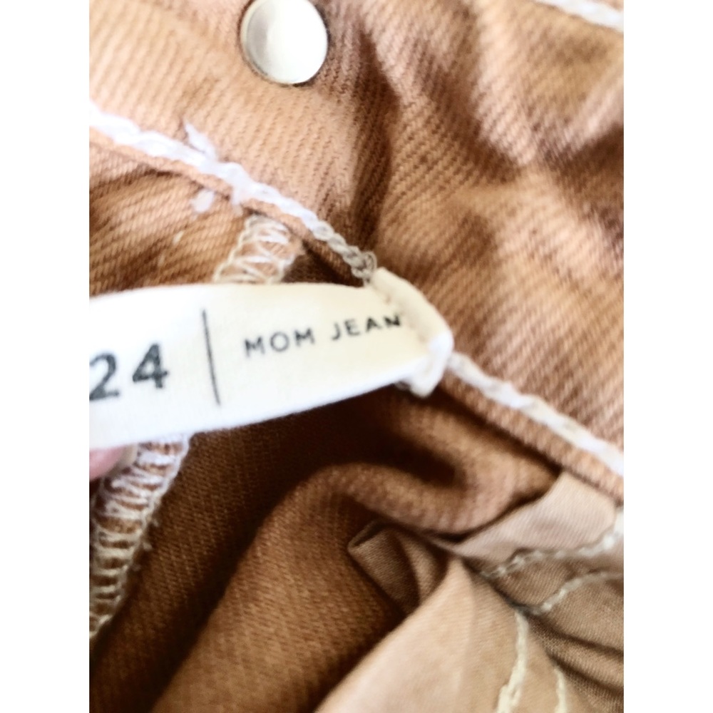 Pacsun Tan & White Mom Jeans w/Circle Designs and Raw Hem - Picture 7 of 7